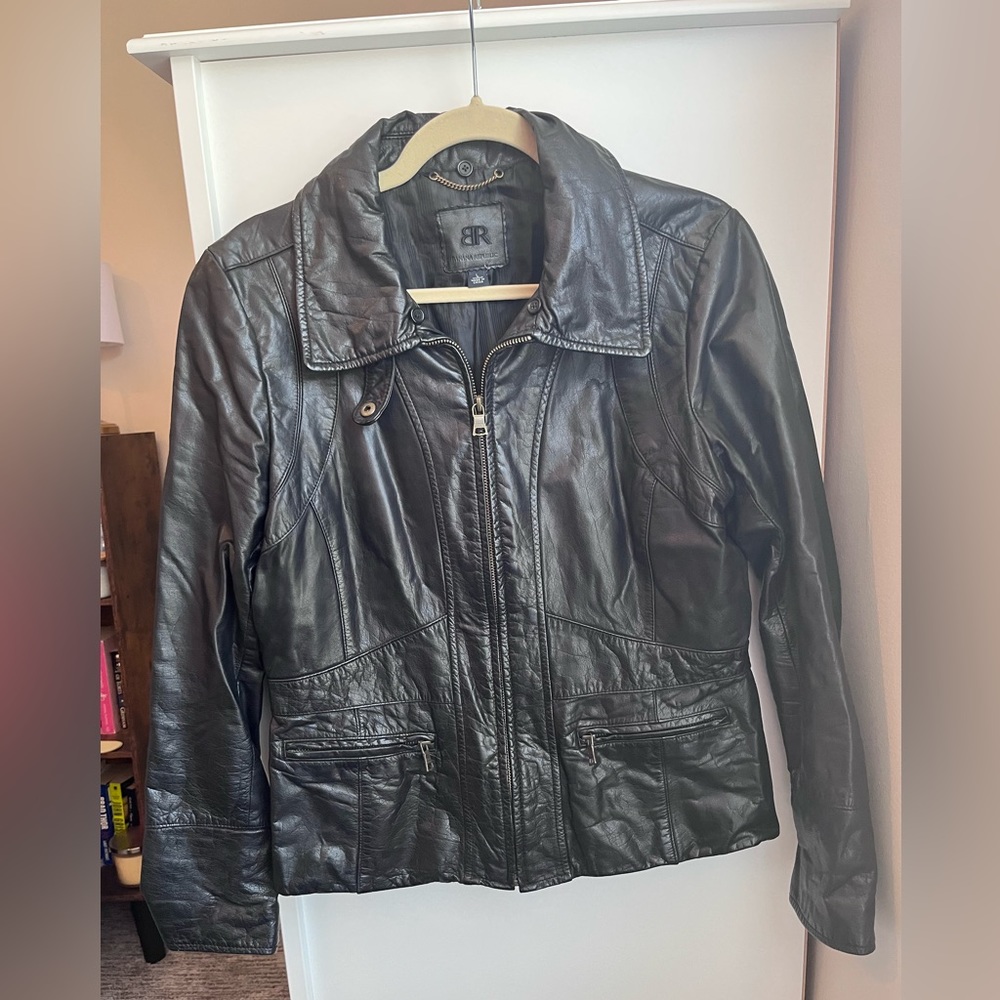 Banana Republic Black Leather Coat